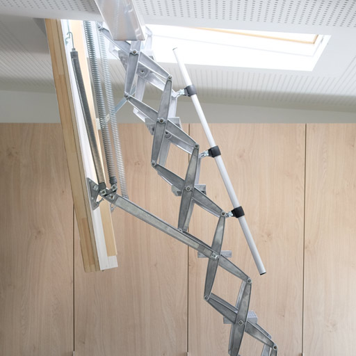 Sloped Roof Access Hatch and Retractable Ladder